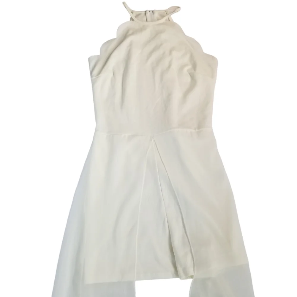 Charlotte Russe Halter Maxi Dress Scalloped Romper Shorts Overlay Cream Medium - Picture 3 of 14